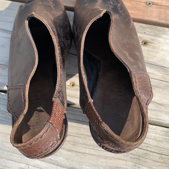 Henry Beguelin Brown Distressed Leather  Slingback Peep Toe Bootie Sandal 6 - Picture 9 of 10